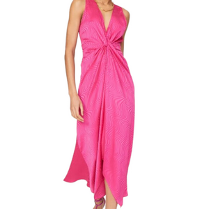 Ronny Kobo Sleeveless Hot Pink Zebra Print Satin Dress Womens Size 6